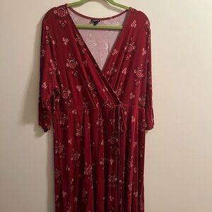 Torrid Red Floral Faux Wrap Dress